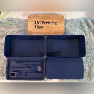Blue Bento Box with Utensils